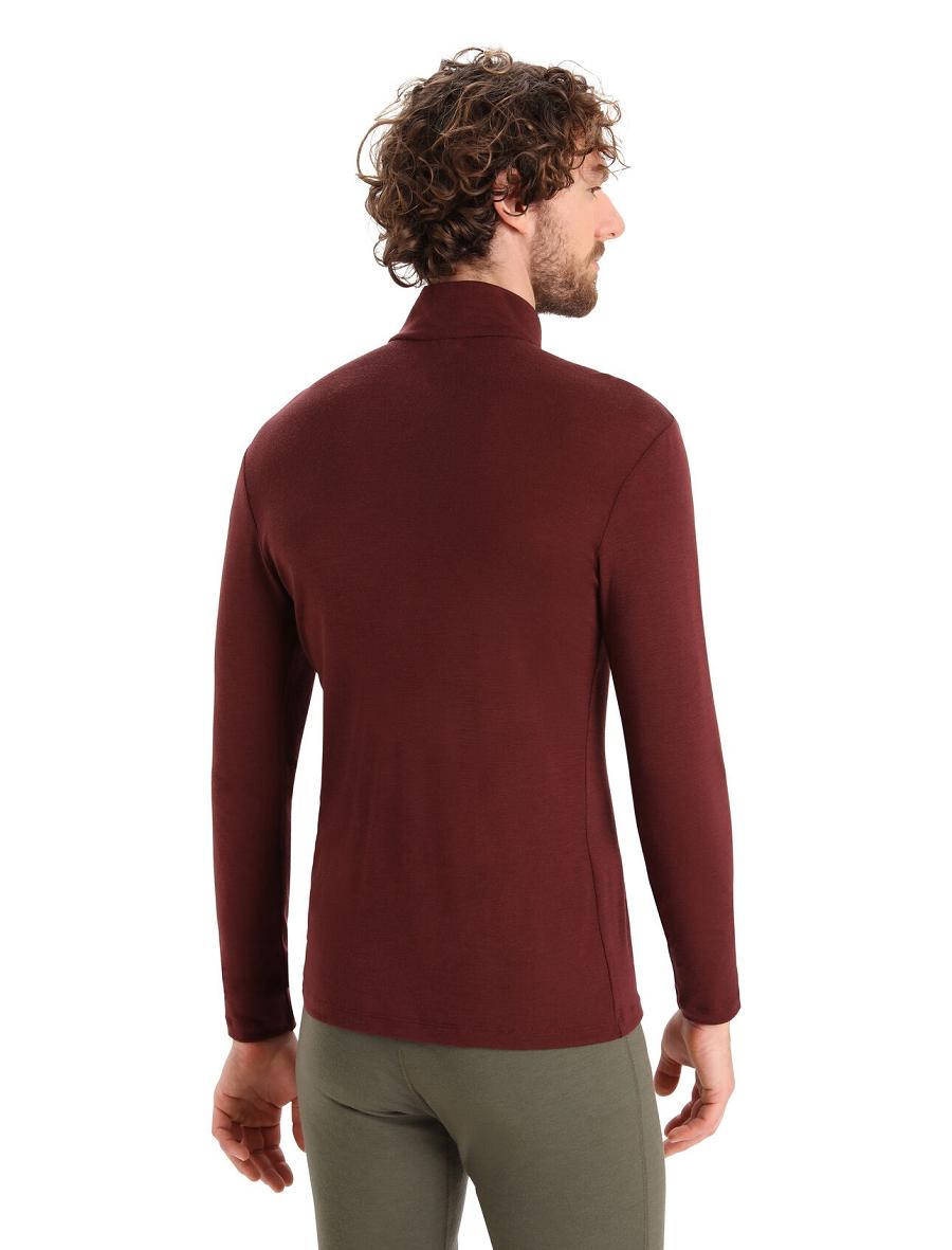 Icebreaker Merino 175 Everyday Long Sleeve Half Zip Thermal Top Férfi Base Layers Piros | HU 1370BEXC